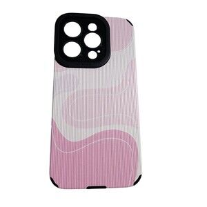 Pink 1pc Striped Pattern 3d Faux Leather Anti-Drop Soft Phone Case Compatible